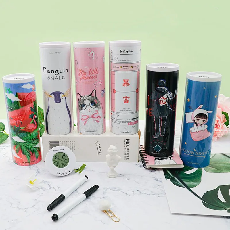 Новый кавайный чехол для карандаша двухслойная коробка ручек с зеркальным