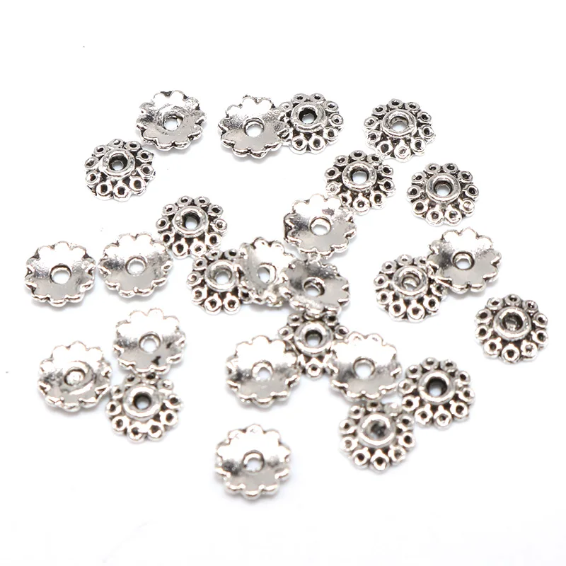 Оптовые партии оптом 5 мм 100/200 шт. Тибетские посеребренные маленькие бусины