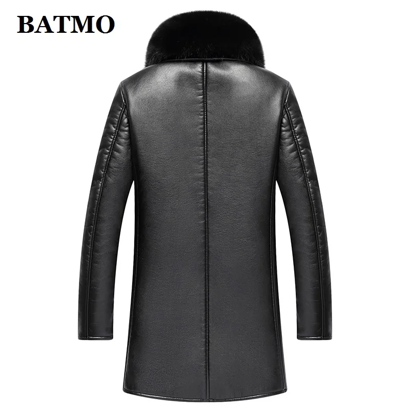 Пальто BATMO мужское из натуральной кожи с воротником лисьего меха | Мужская одежда