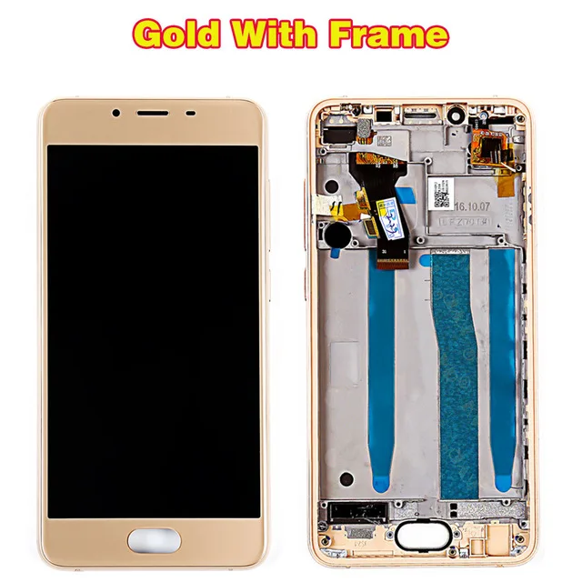 Gold With Frame Протестированный 5,0 дюймовый сенсорный экран для Meizu U10, ЖК-дисплей, дигитайзер, сборка 1280*720, рамка с бесплатной стеклянной пленкой и инструментами - Цвет: Gold With Frame