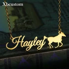 Индивидуальное ожерелье с именем лошади, подвеска, золотая цепочка из нержавеющей стали, персонализированные ожерелья с табличкой с именем для женщин и мужчин, Прямая поставка