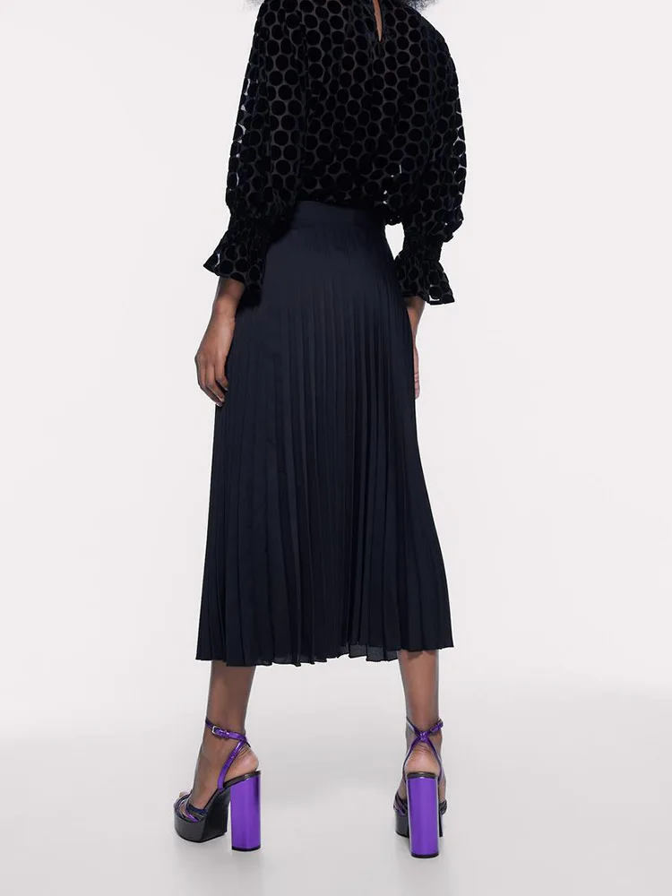 Женская бархатная блузка в горошек с длинным рукавом и круглым вырезом | одежда