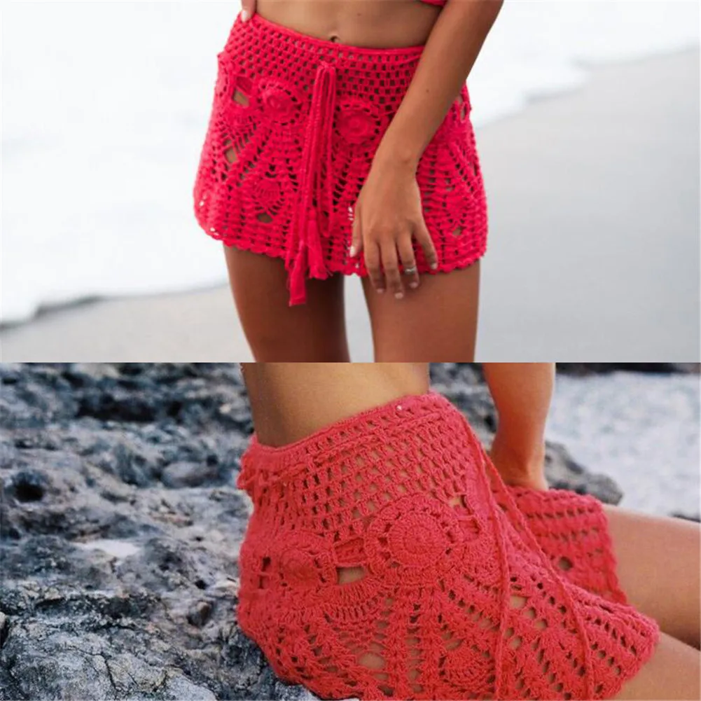 

Women's Knitted Skirt Hollow Out Beach Swimming Casual Short Mini Skirt