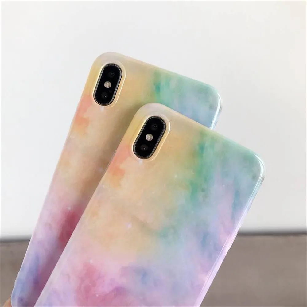 Elala глянцевый чехол для телефона iPhone XR мягкий IMD цветной глиттер задняя крышка 6 S 7