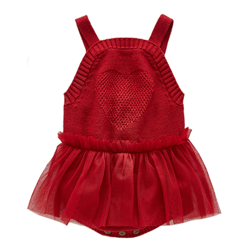 Комбинезон для новорожденных одежда маленьких девочек красный вязаный сетчатый