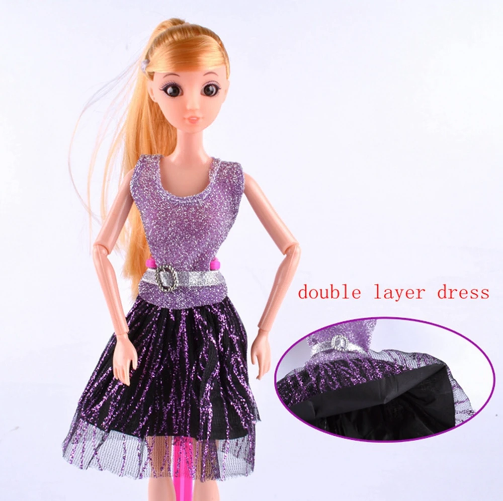

Casual Doll Clothes One Piece Patchwork Purple Glitter Short Dress For Barbie Dolls Clothes For 1/6 BJD Dolls Accessories Toys