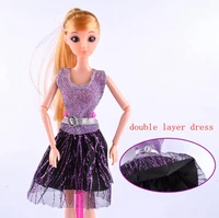 casual doll clothes one piece patchwork purple glitter short dress for barbie dolls clothes for 16 bjd dolls accessories toys