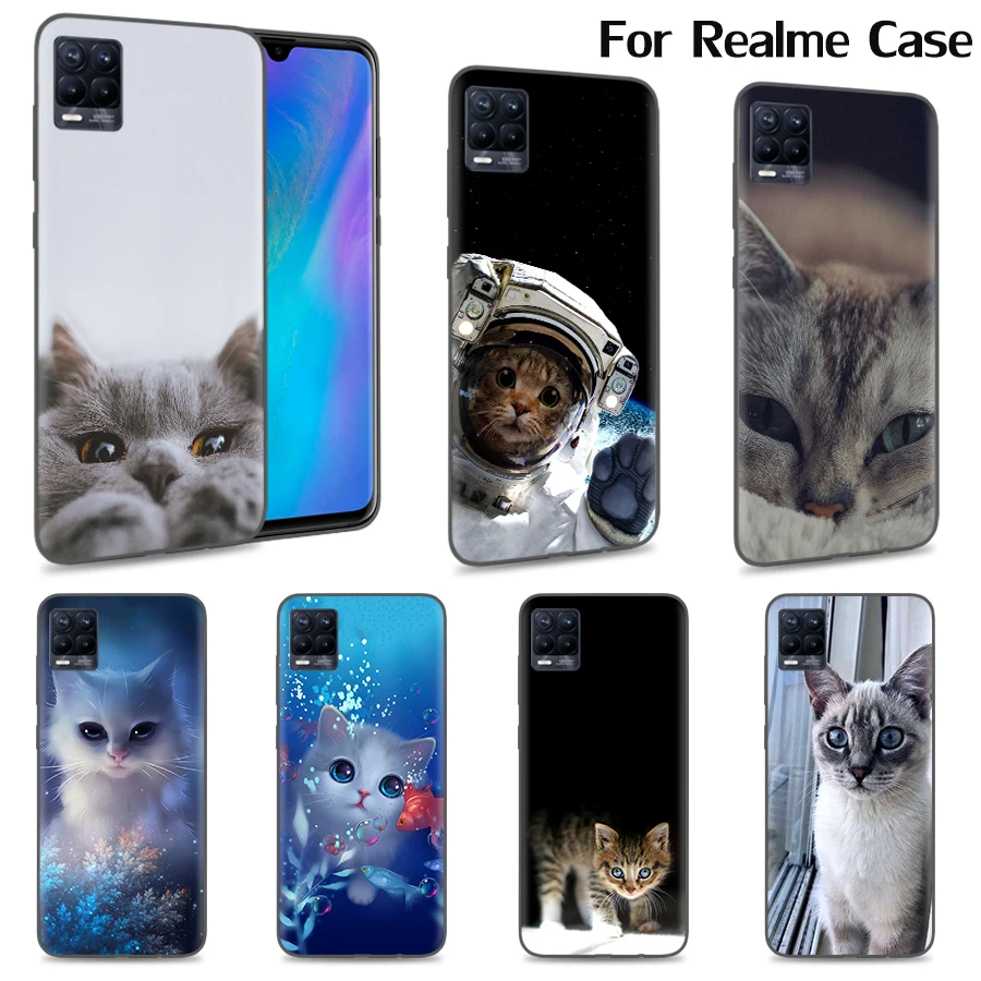 

Pet Cat Shorthair Case For Realme 8 7 6 5 3 Pro Cover Silicone Soft Shell For OPPO Realme 6i 7i 5i Coque Trend TPU Black Capa