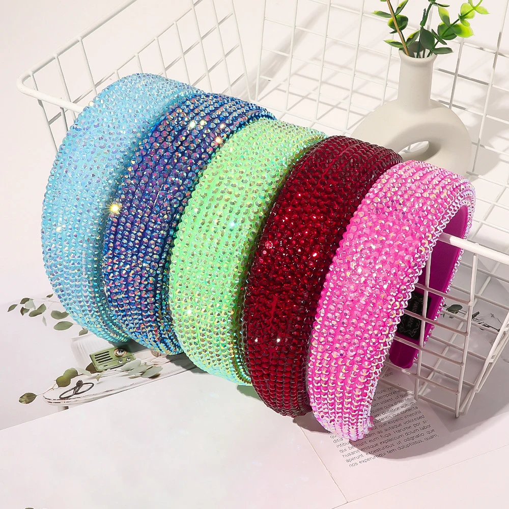 

1 Pc Fashion Full Crystal Hair Bands For Women Lady Luxury Shiny Padded Diamond Headband Hair Hoop Fashion Hair Accessories