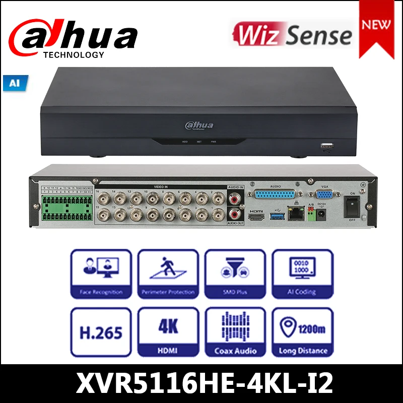 Dahua XVR XVR5116HE 4KL I2 16 канальный Penta образный 4K N/5MP Mini 1U WizSense функциональности цифрового