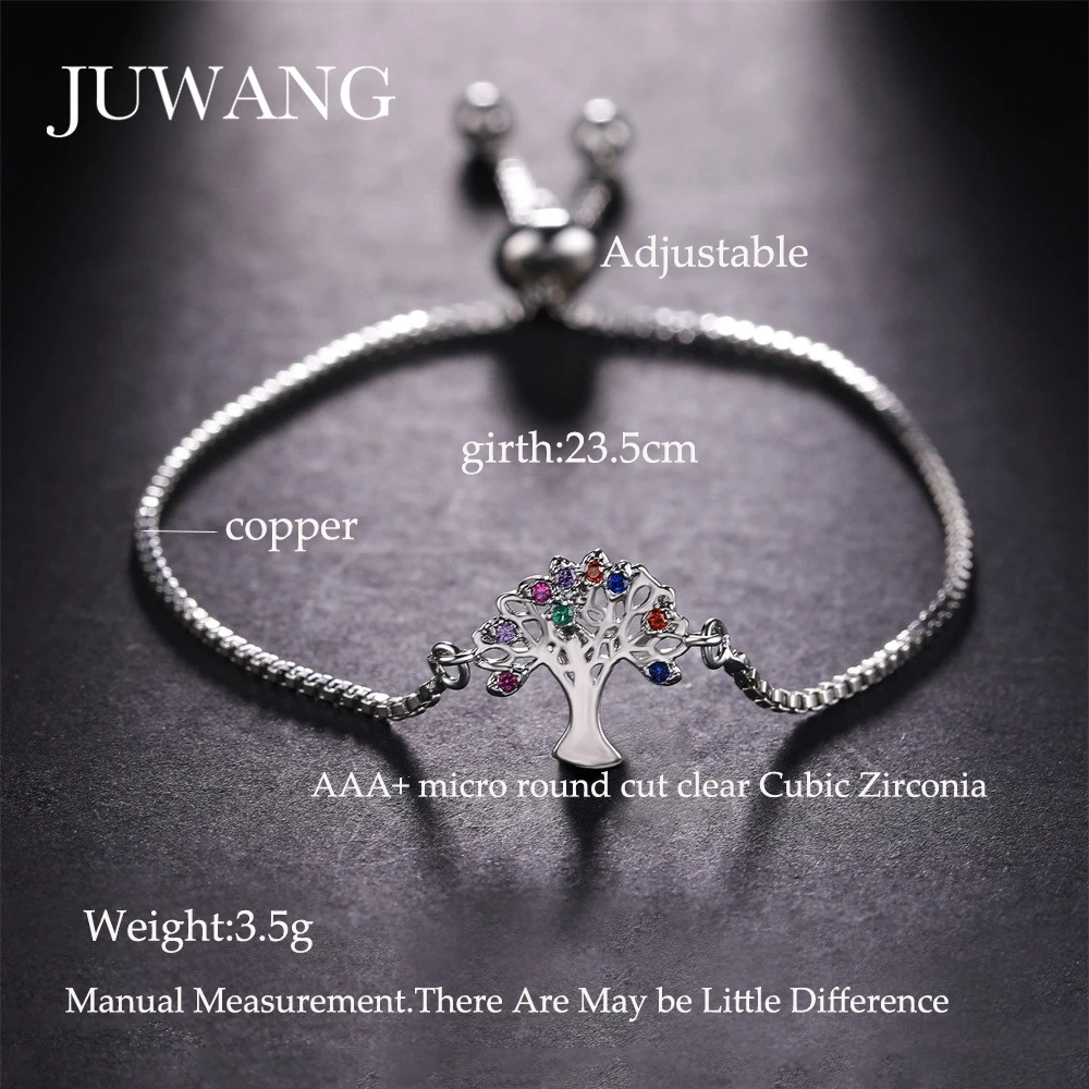 JUWANG 2020 новые модные ювелирные изделия красочные CZ Древо жизни стиль цепи