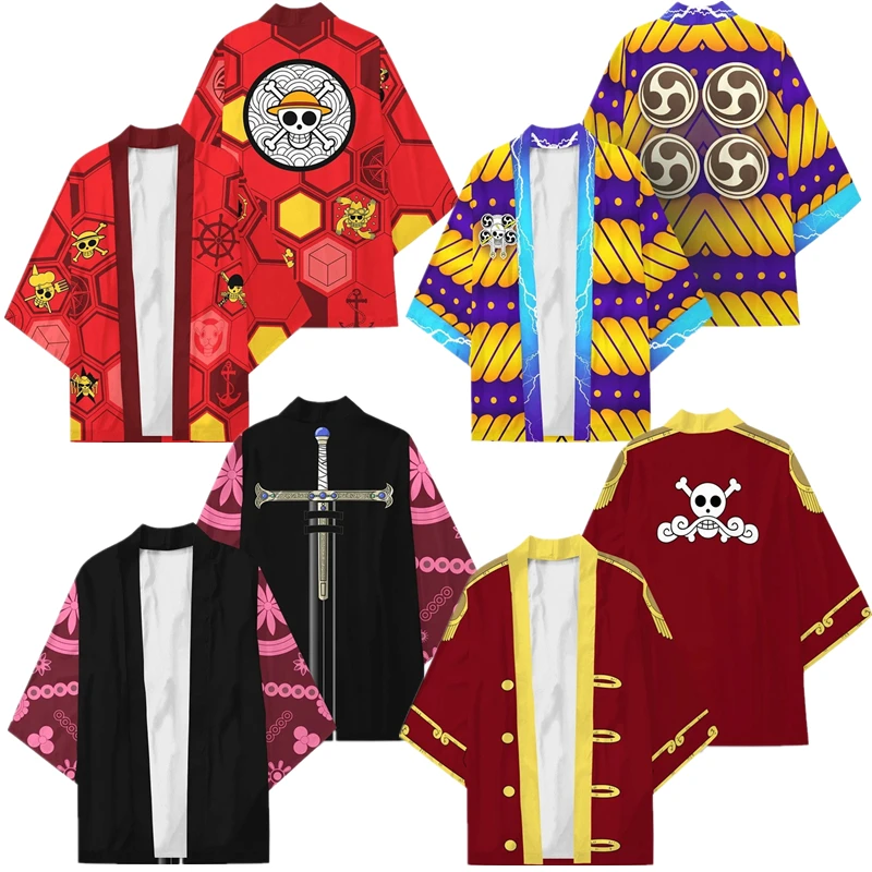 

Luffy Ace Edward Newgate Dracule Mihawk Anime Haori Kimono Cosplay Costume Coat Shirt Adult Cloak Halloween