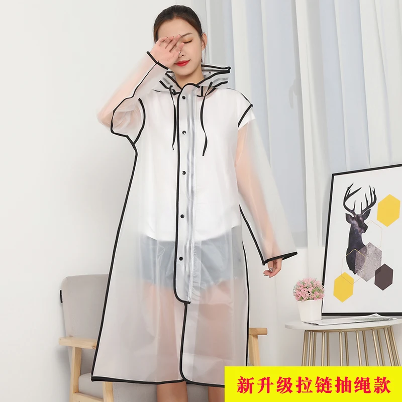 

Waterproof Long Raincoat Women Outdoor Transparent Reusable Travel Large Hiking Raincoat Hooded Impermeable Rain Gear DA60YY