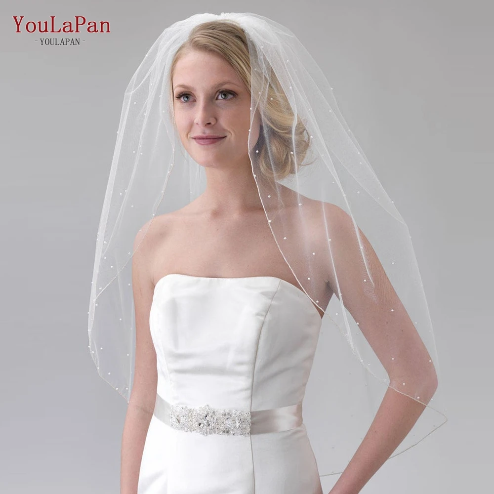 

YouLaPan V06 Wedding Veils with Shoulders Wedding Veils Pictures Bridal Wedding Veil Single Layer with Comb Luxury Pearl Simple