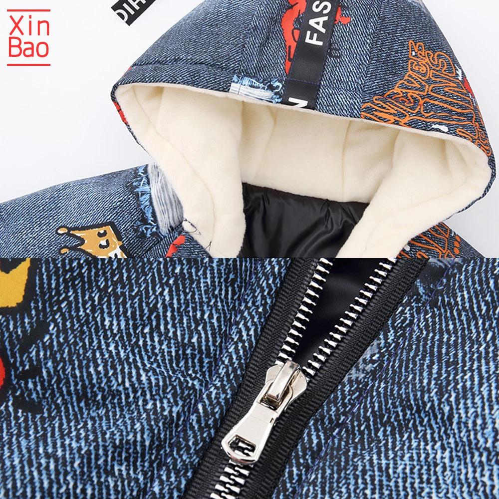 Детская зимняя хлопковая куртка с капюшоном XINBAO теплая парка для мальчиков и