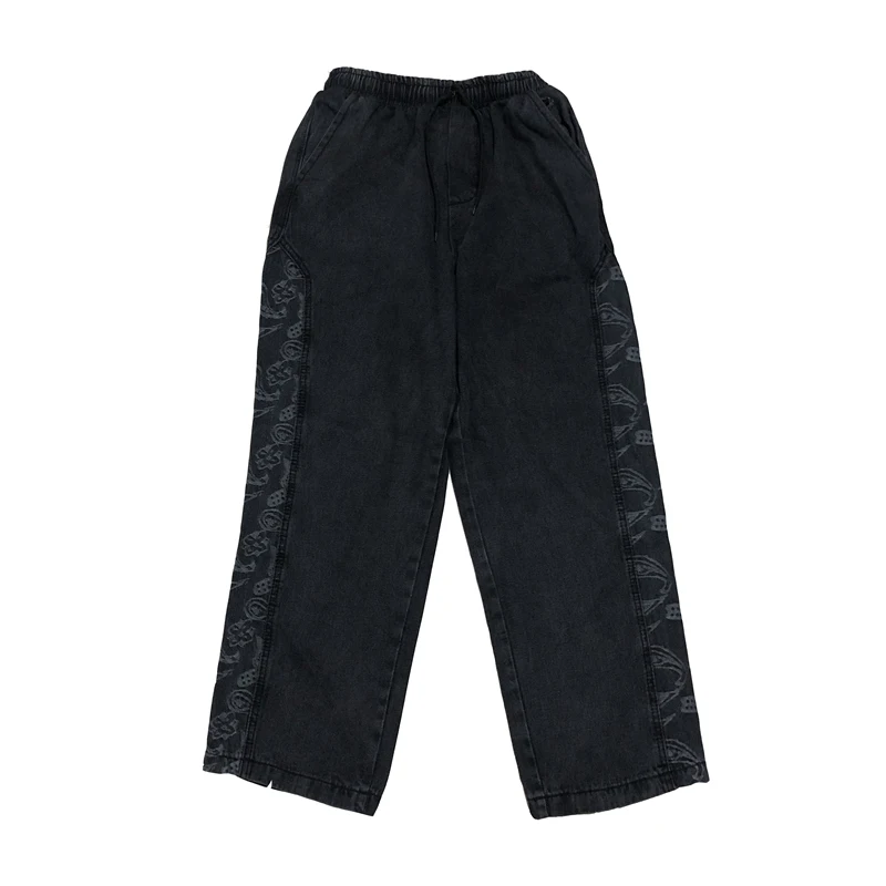

INS Paisley Stitching Jeans Loose Tappered Straight Wide-Leg Pants 2020 Autumn and Winter New Pants Trendy Women's Pants