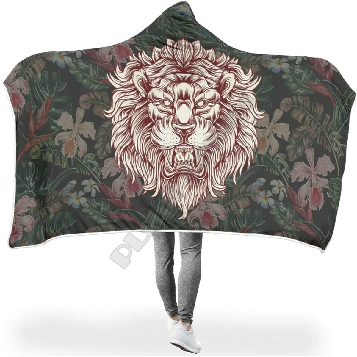 

Lion Viking Tattoo Hooded Blanket 3D printed Wearable Blanket Adults Kids Various Types Hooded Blanket Wearable 09