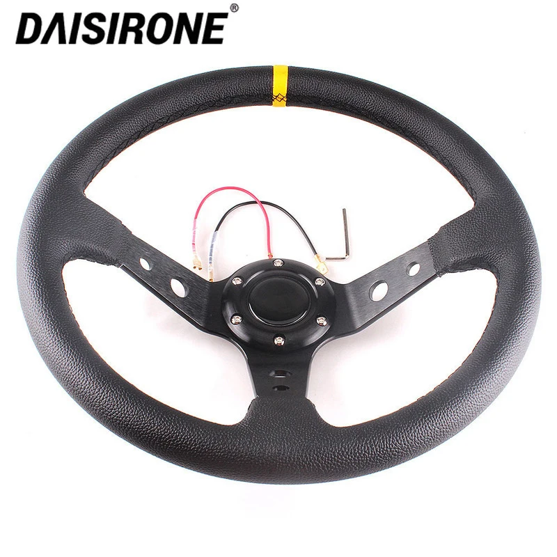 

Universal Racing Sports Steering Wheel 14 Inch Deep Corn Drifting PVC Leather 350mm Car Steering Wheel With Horn Button 6-Hole