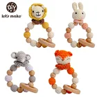 Детский деревянный Прорезыватель для зубов, кольцо-браслет