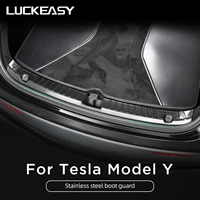 luckeasy stainless steel trunk inner guard for tesla model y car inner rear bumper guard plate cover trim%ef%bc%88new style%ef%bc%89