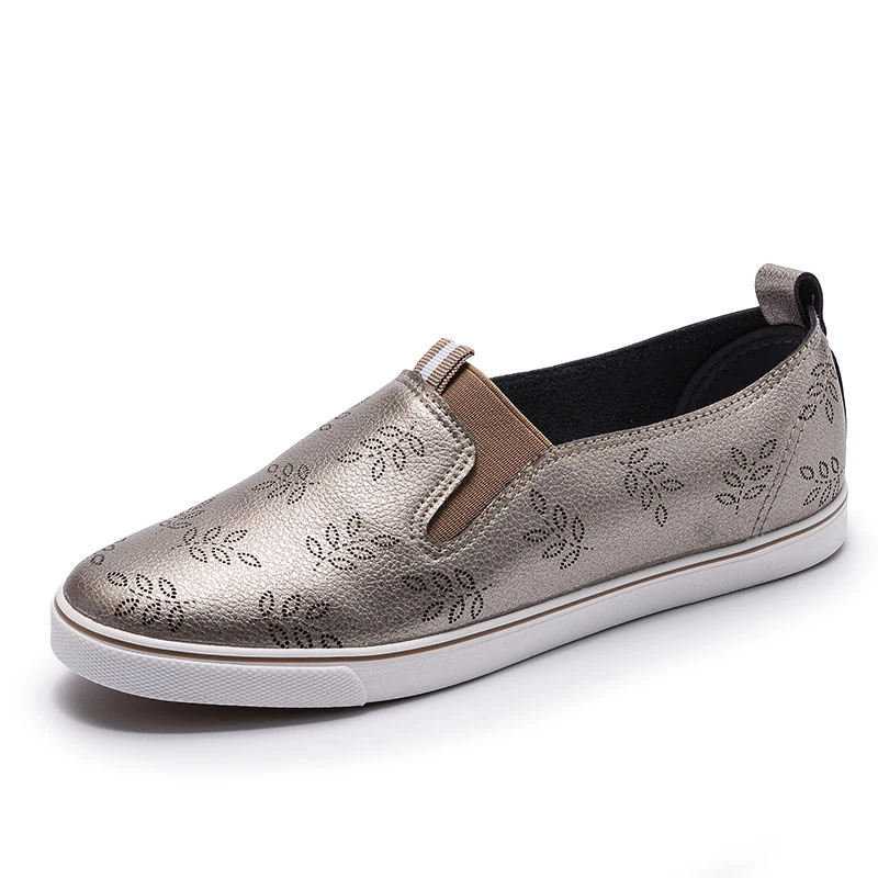 Кроссовки женские кожаные мягкие дышащие без шнуровки плоская