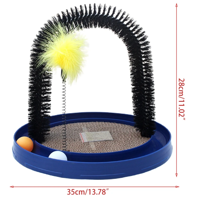 

Cat Toy Brush Controls Shedding With Scratch Pad and Catnip Interactive Kitten Toys Arch T21C