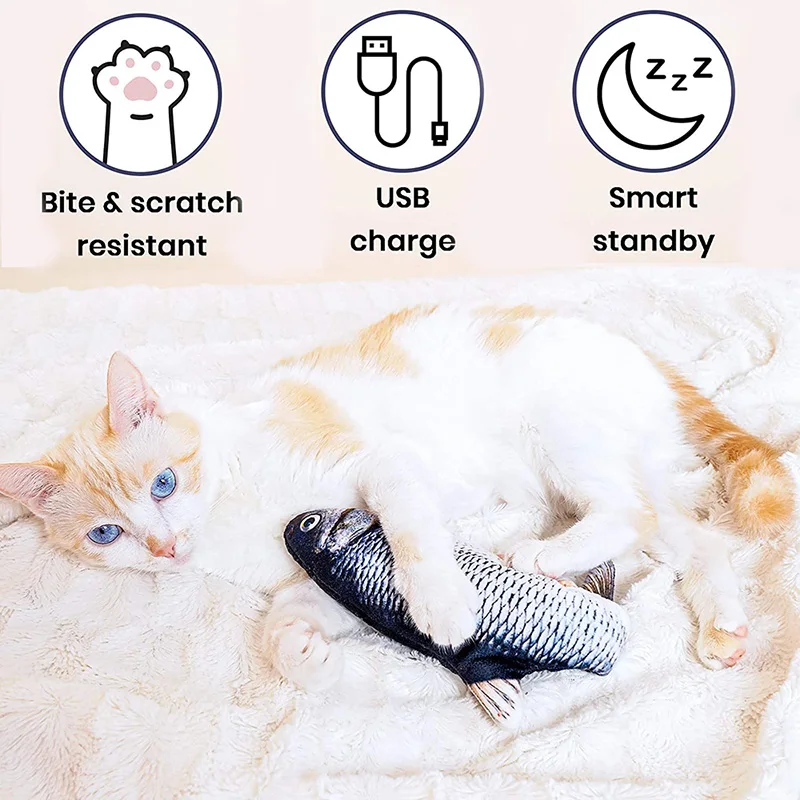Игрушка для кошек рыба имитация электрической рыбы с зарядкой по USB Жевательная