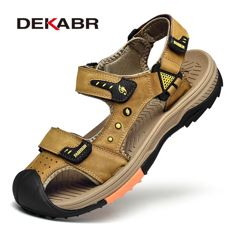 

DEKABR New Arrival Summer Men Sandals Genuine Leather Sandals Fashion Male Casual Walking Shoes High Quality Outdoor Slippers