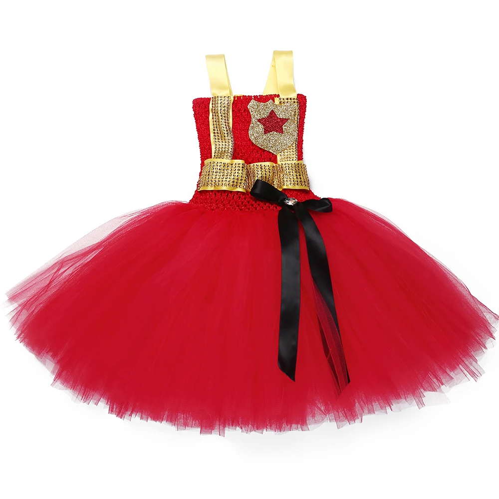 Детское платье-пачка для девочек Цвет золотой красный Костюм пожарного на