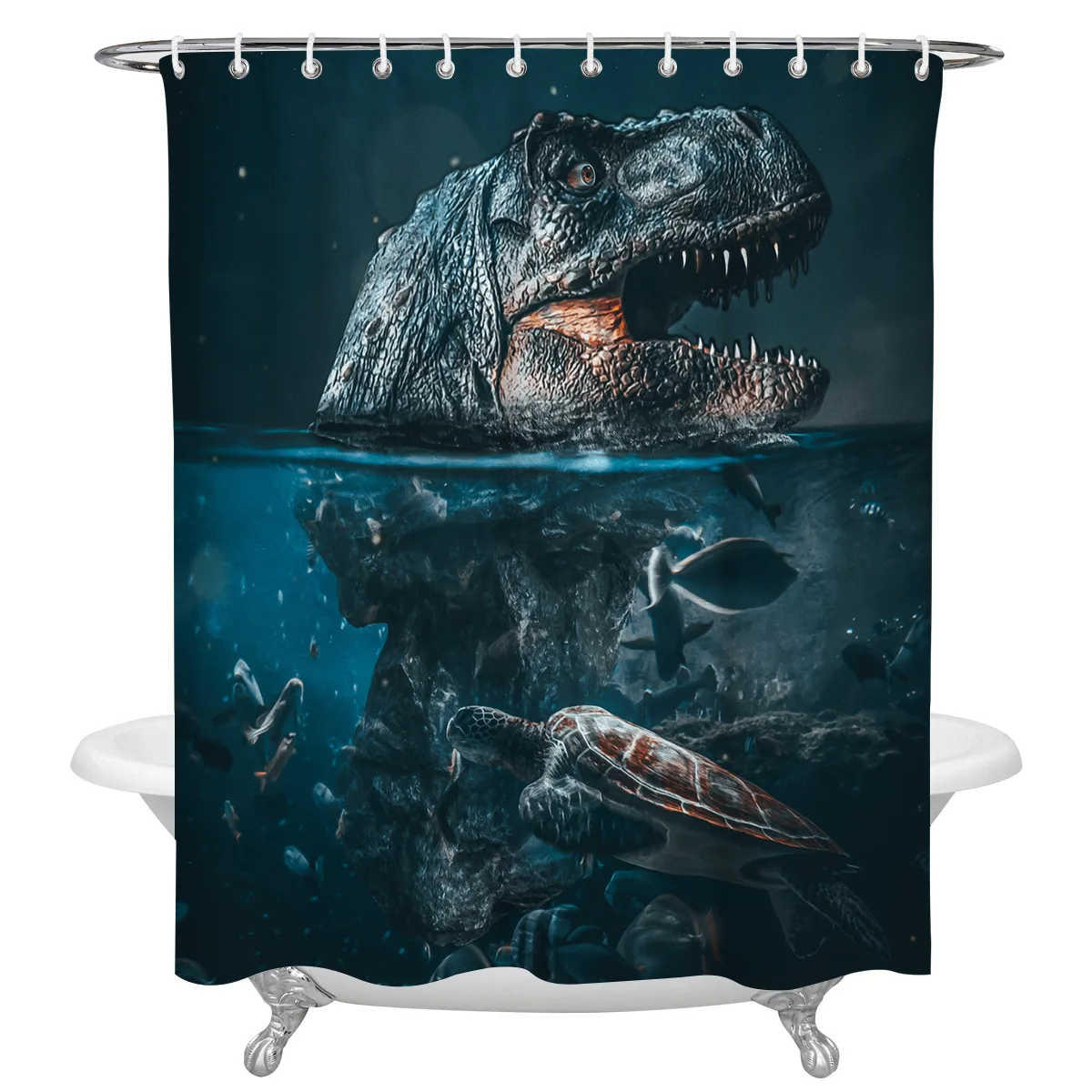 Занавеска для душа с рисунком морской черепахи динозавр | Дом и сад