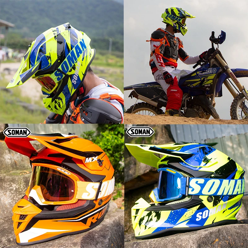 SOMAN мотоциклетный шлем Casco Moto с полным лицевым покрытием для мотокросса MX