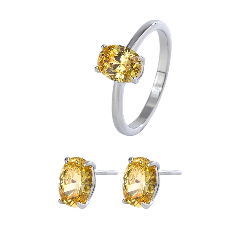 

ANZIW Sterling Silver Oval Cut 6*8mm Lad Created Diamond Fashion Simple Stud Earring for Women Jewelry Gifts
