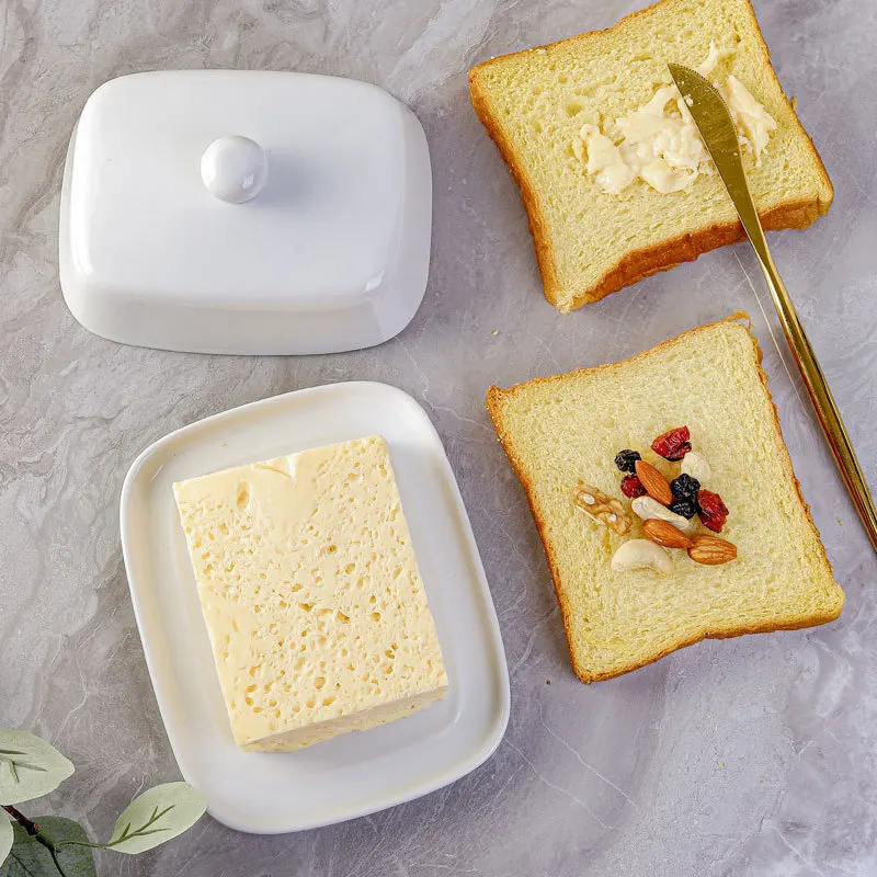 

Butter Box Cheese Store Sealed Box Home Ceramics With Cover Food Tray Butter Retainer Kitchen Tool Tray Container Organizer Case