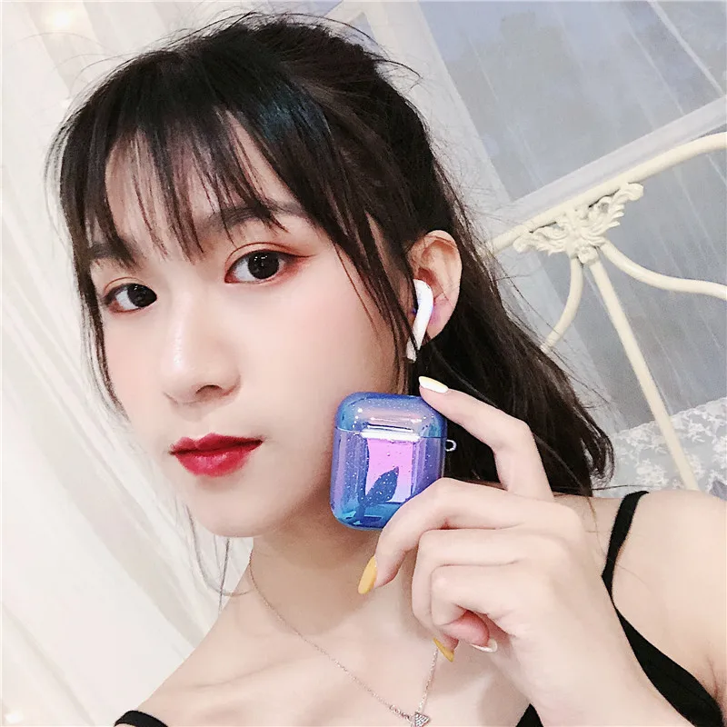 

kjoew Colorful Raindrops Airpods 1/2 Earphone Case Lovely Rainbow Hard Headphone For Apple Airpods 1 2 Wireless Headset Cover