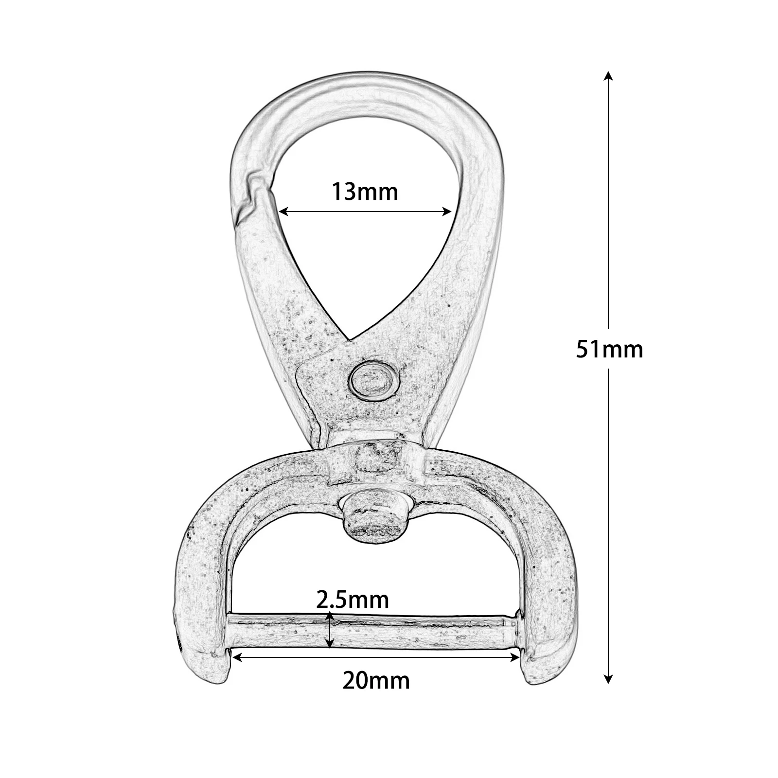 Цинковый сплав сумка Сумка цепи застежки пряжки подвижные винтовые крючки