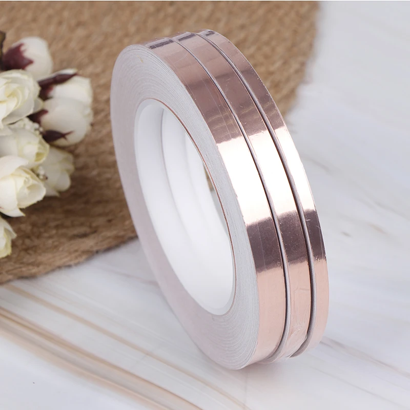 

5mm Width 30m Length Single Side Conductive Copper Foil Tape CU 99.98% Adhesive Shielding Heat Resist Tape 2020New!