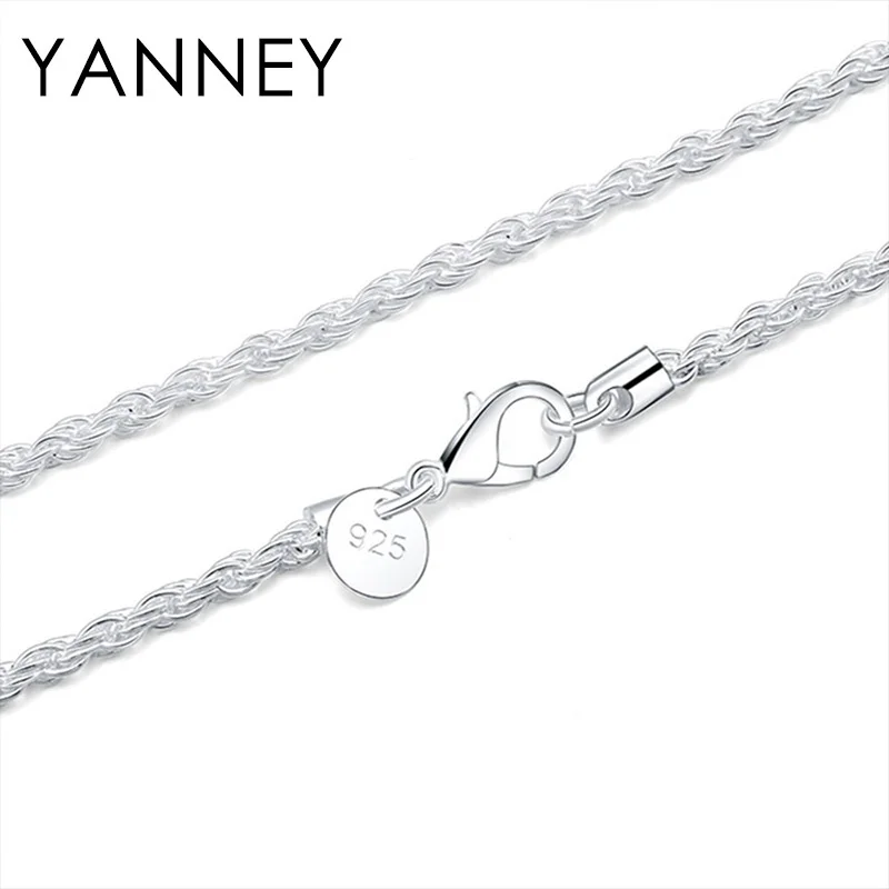 

YANNEY 925 Sterling Silver 3MM Rope Chain 16/18/20/22/24 Inch Long Necklace For Women and Men Fashion Jewelry Gifts