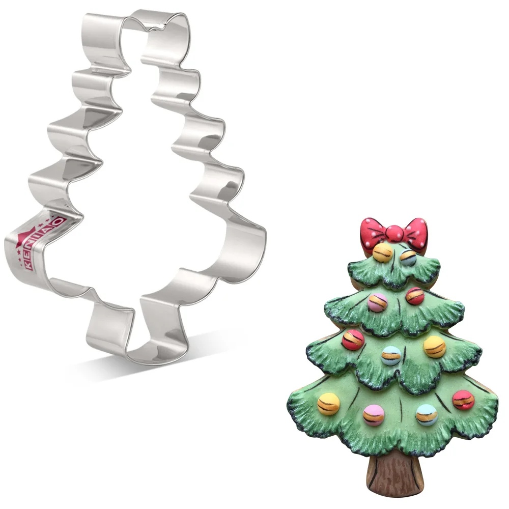 

KENIAO Christmas Tree with Bow Cookie Cutter - 11.5 x 8.6 CM - Biscuit Fondant Sandwich Bread Mold - Stainless Steel