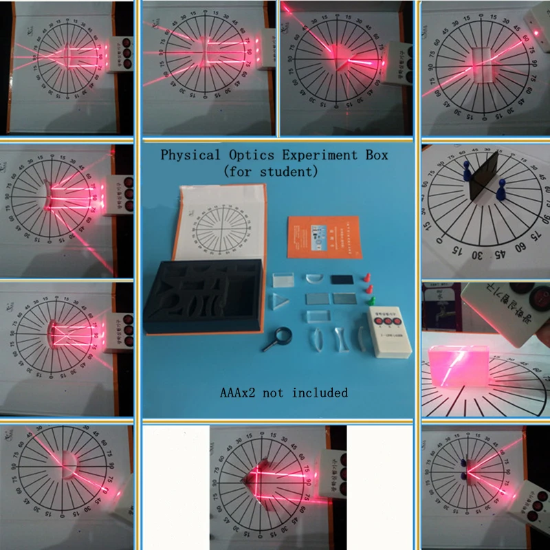 Набор для оптических экспериментов треугольная призма выпуклая линза вогнутое