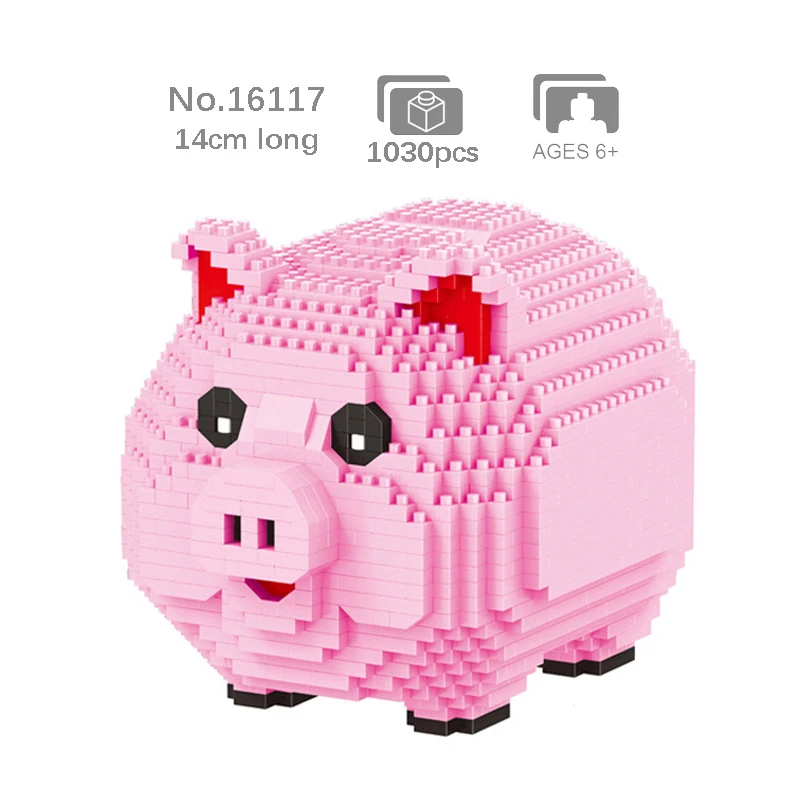 Копилка в виде розовой свиньи мини строительный блок 3D сделай сам микро кирпич