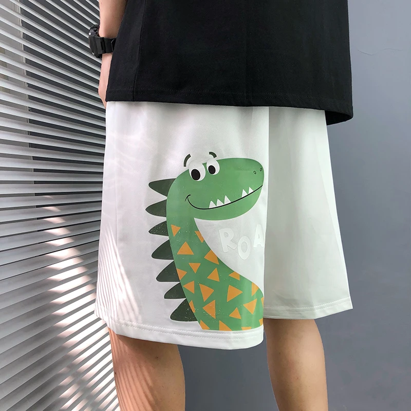 

Men's Ice silk Shorts Streetwear Cartoons Printed jogger large size shorts women men Summer loose elastic waist shorts