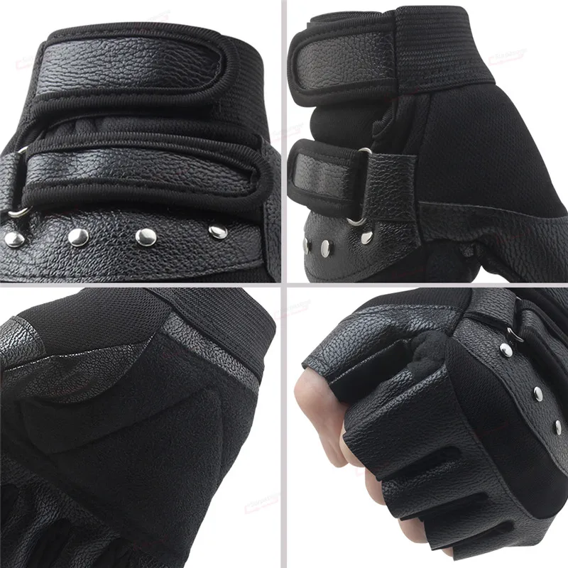 Без пальцев носимые мужские и женские кожаные мотоциклетные перчатки для езды на