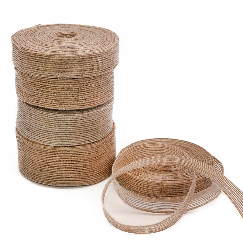 

10M 15mm-38mm Natural Vintage Jute Burlap Ribbon DIY Weddings Belt Strap Floristry Birthday Party Christmas Decoration Craft