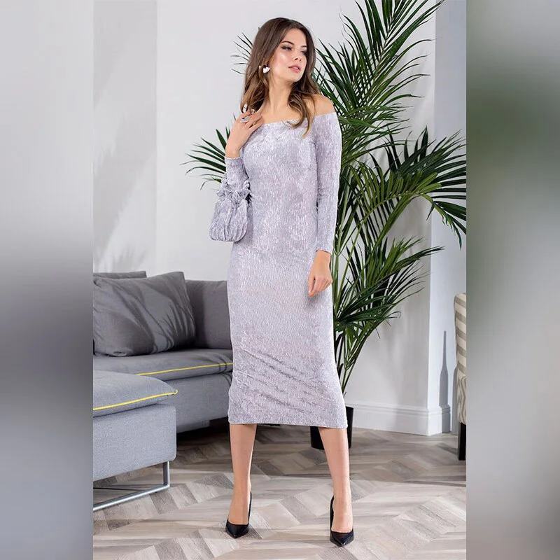 Серебристое вечернее платье RUXARA|Женские платья| |