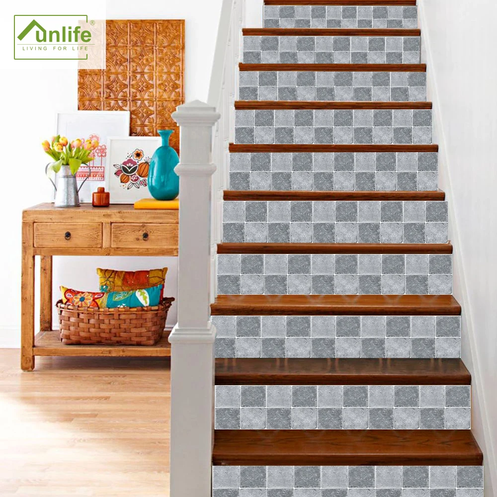 

Funlife®Серая Мраморная мозаика, наклейка для лестницы, самоклеящаяся водостойкая наклейка для лестницы, нескользящая наклейка на пол, домашн...