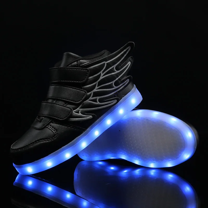 2018 Black Red USB Charging Led Children Shoes With Light Up Kids Casual Boys&ampGirls Luminous Sneakers Glowing Shoe Hook&ampLoop | Детская