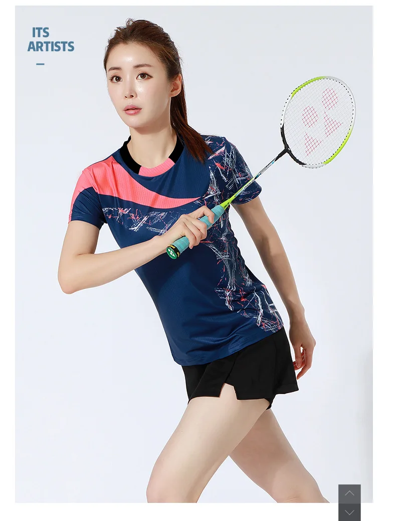 Быстросохнущая рубашка для бадминтона женщин и мужчин спортивная одежда