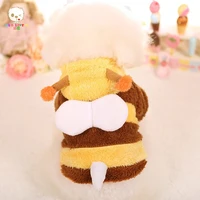 bee pet dog clothes coat cartoon clothing dogs super small coral fleece cute thermal chihuahua print winter yollow boy mascotas