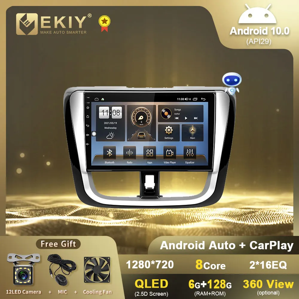 

EKIY QLED DSP Android 10 автомобильный радиоприемник для Toyota Vios Yaris L 2016 - 2019 Android мультимедийный видео Carplay DVD-рекордер HU