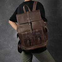 retro crazy horse leather men travel large capacity backpack casual designer real cowhide youth outdoor computer laptop backpack